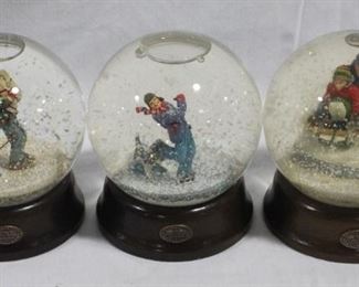 2490 - 3 Rockwell Snow Globes 4 1/2" tall
