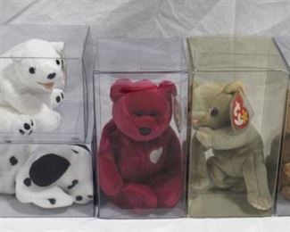 2496 - 5 Beanie Babies in cases
