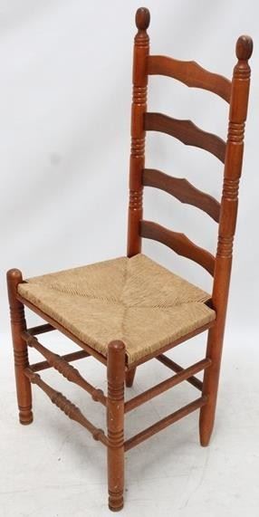 2910 - Vintage rush seat ladder back chair 42 x 18 x 18
