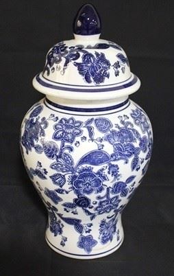 4090 - Blue & white 19" tall ginger jar
