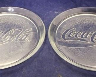 5623 - Pair Coca-Cola glass platters 13"
