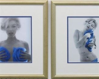9012 - SET OF 2 MARILYN MONROE WITH BLUE ROSES 15.5 X 17.5
