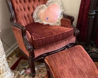 Victorian chair and foot stool