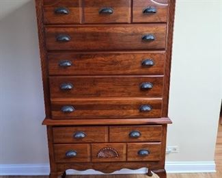 Antique Highboy Mahogany Queen Anne Tall Dresser 