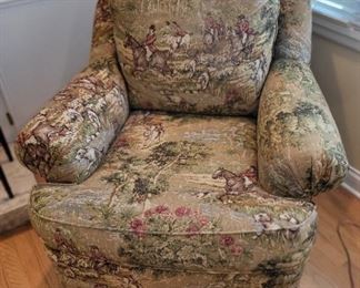 Pair of HM Lounge Chairs 2 with armrest covers and throw pillows Howard Miller