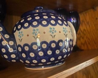 Polish pottery teapot.
