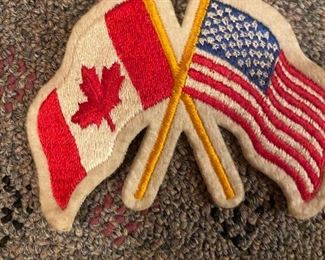 Canadian and US flag hockey patch.
