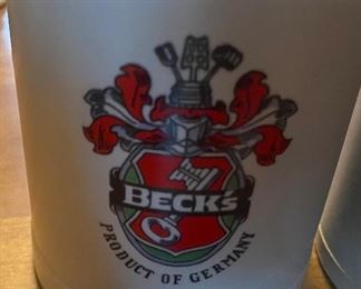 Beck’s beer stoneware mug.