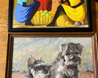 The top painting is a famous Haitian both are vintage