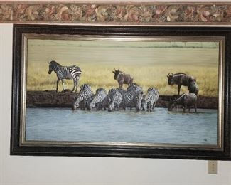 Original Oil of African Zebras signed by Artist