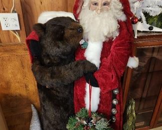4 foot tall Santa with Bear 