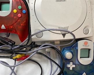 Sega Dreamcast with controllers. Makes you want to get  all of your friends over for a Power Stone all-nighter!