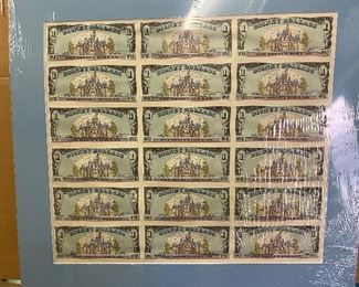 A must have for any Disney Collector. Uncut Disney dollars sheets with Mickey on the front.