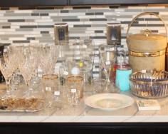 Lots of stemware and bar items.