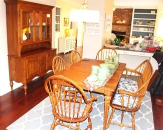 This Ethan Allen furniture has an additional two leaves. Opens open to seat a crowd.