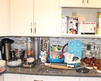 Many of the kitchen items are newer and in box.