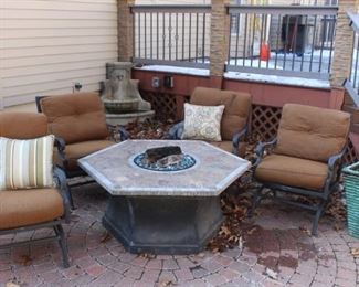 Firepit/table with four chairs.