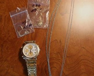 Seiko watch and gold jewelry.