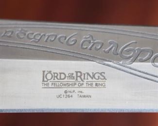 Detail on The Lord Of The Rings The Fellowship Of The Ring sword.