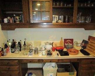 bar items, glassware, misc kitchen items