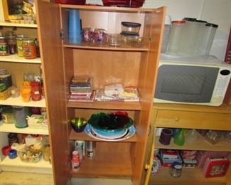 cabinets, candles, holiday tins, microwave and misc kitchen