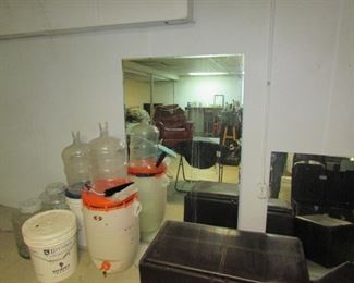 large mirror and containers for fermenting