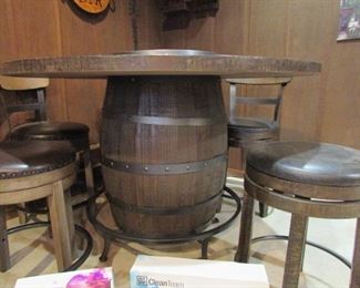 Whiskey barrel table side