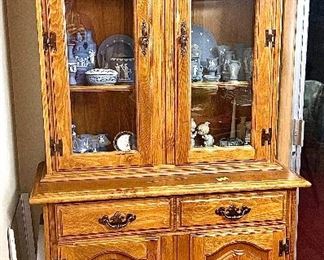 Early American style wood china hutch
