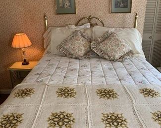 Vintage Brass Bed Full with accessories 
