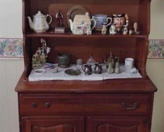 Vintage cherry display hutch and extras