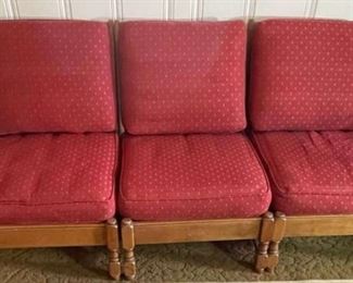 Settee 3 Section Wooden Frame Upholstery Cushions 