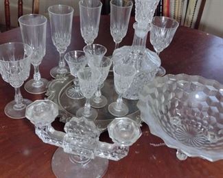 Fostoria cut glass crystal and silver plate lot