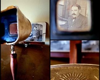 Antique Stereo Viewer and many sets of stereo view cards