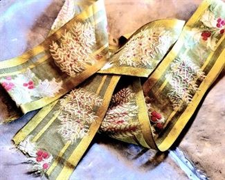Antique Embroidered Silk Holiday Trim Tape/Ribbon