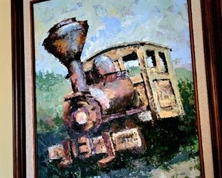 Steam Engine, Impressionistic oil on board by PAYTON ROWELL  $125 or bid #12