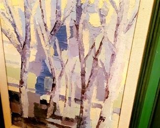 Impressionistic Forest, palette knife oil on canvas by PAYTON ROWELL 1977 $125 or bid #3