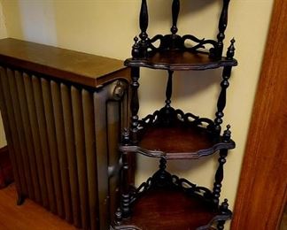 Antique Victorian mahogany corner What-Not Shelf #19