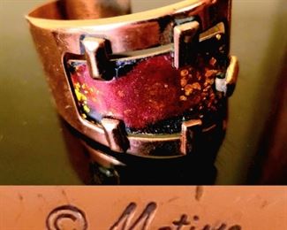 Vintage copper and enamel bracelet signed by the maker MATISSE