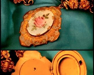Vintage enameled locket pendant