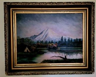Vintage oil on board of Mt. Hood $190 or bid #75