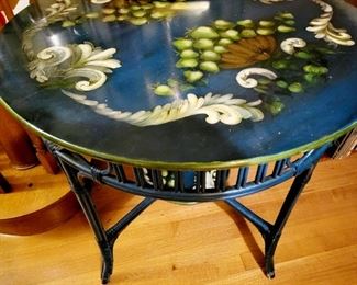 Round Tole Painted occasional table $79 or bid #28