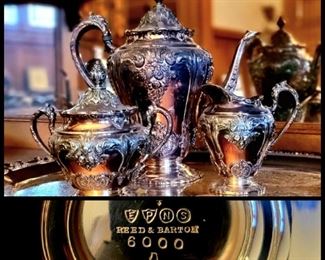 3-pc Reed & Barton Tea Set
and a large Wallace Serving Tray