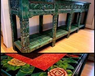 Long hand-painted Console Table with 4 drawers $849 or bid #12
DELIVERY is INCLUDED with FULL PRICE PURCHASE!