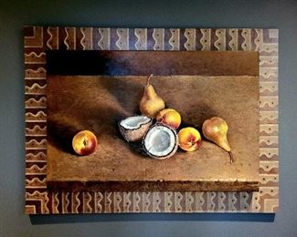 JAN MILLER: "Still Life with Pears & Coconut" $290 or bid #21