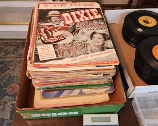 old sheet music, 45 records