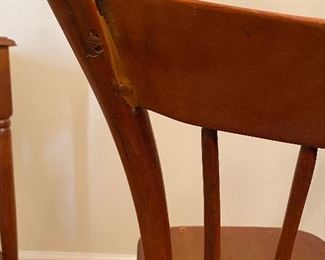 Single wooden antique chair. Back appears to have been repaired. Asking $20. 