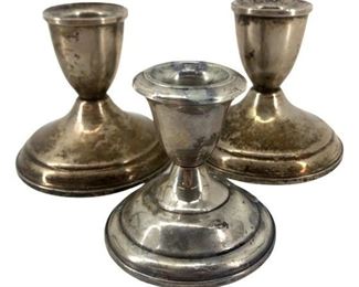 3pc. Vintage Sterling Weighted Candleholders