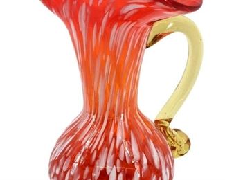 Vintage Murano Style Red Art Glass Pitcher
