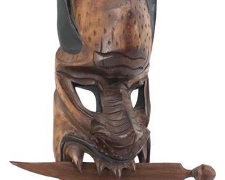 Vintage Filipino Wooden Demon Mask