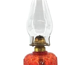 Vintage Scarlet Glass Oil Lamp
